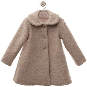 Powder pink wool coat for girls